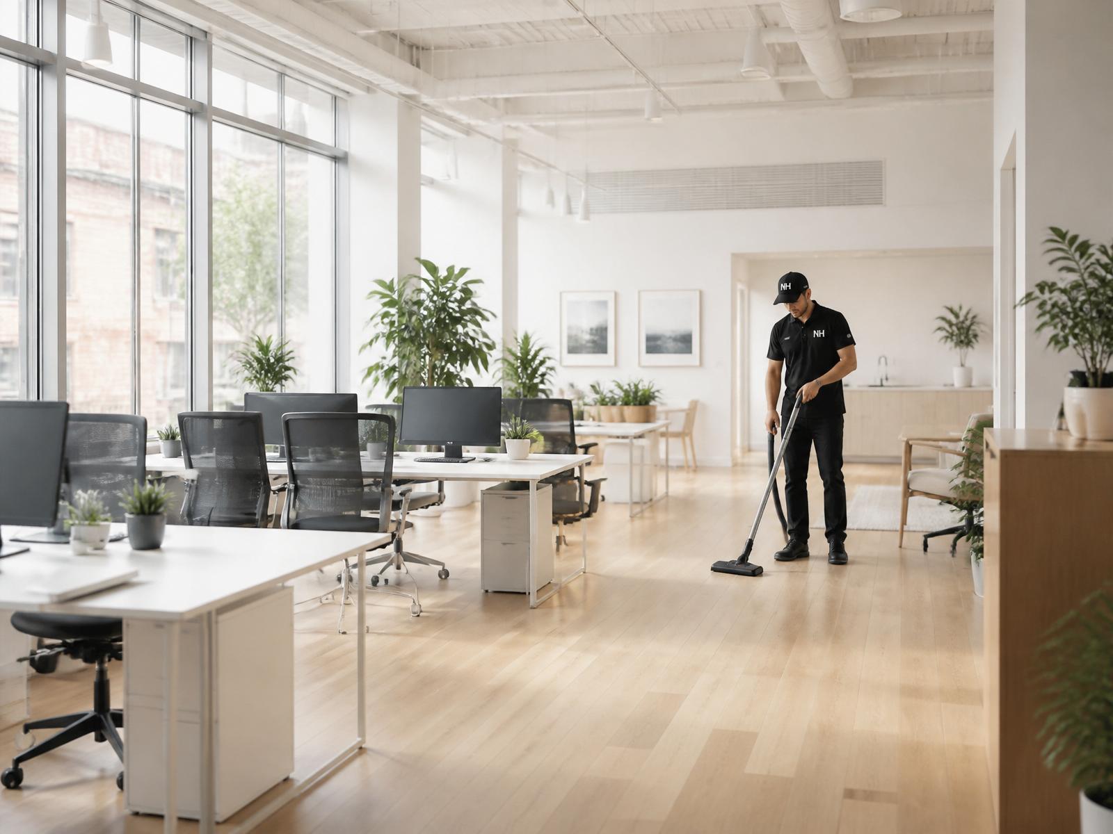 Pristine modern Scandinavian office after professional cleaning